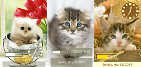 free 3 cat photo clock